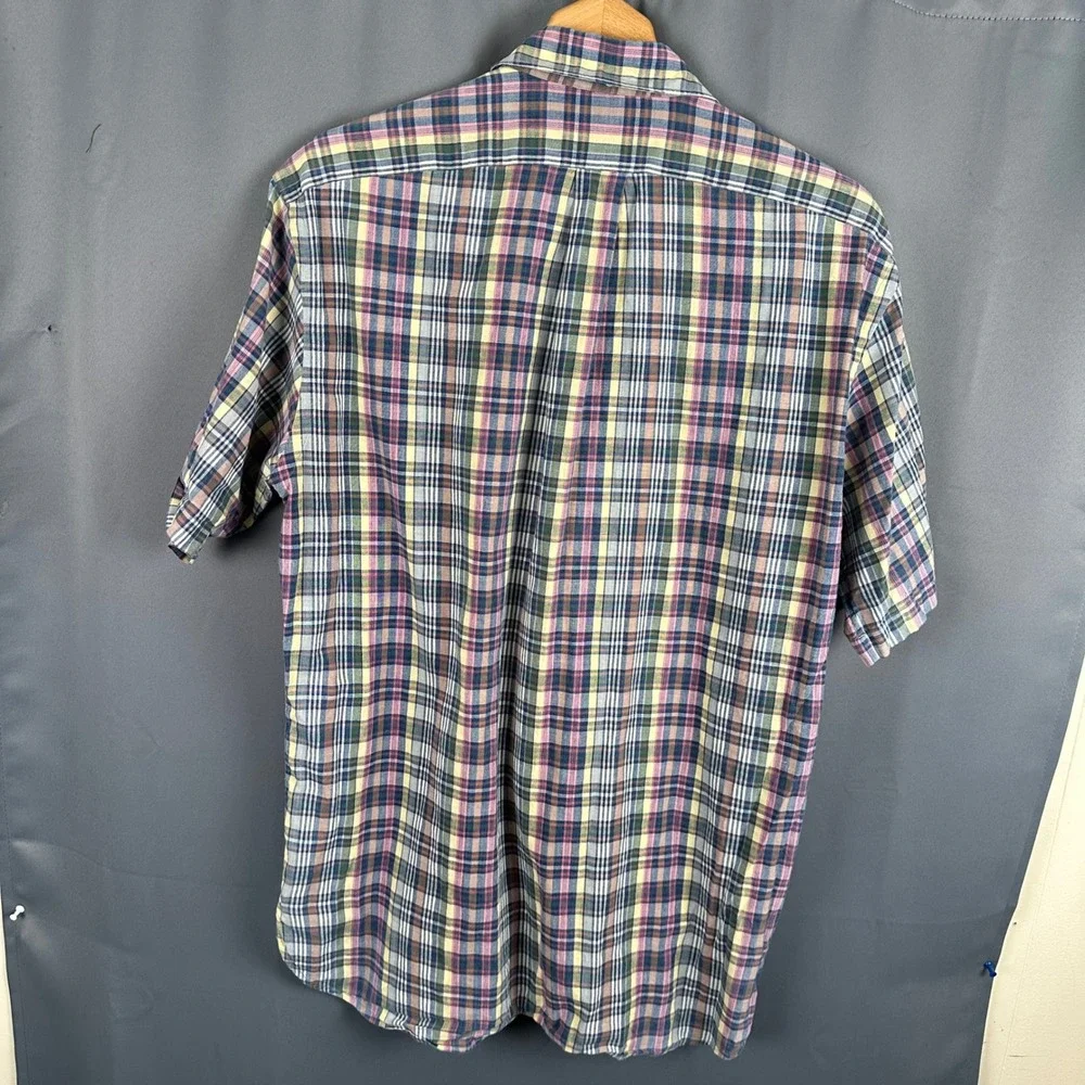 Ralph Lauren McMeel Mens Plaid Short Sleeve Button Down Shirt Multi-Color Medium
